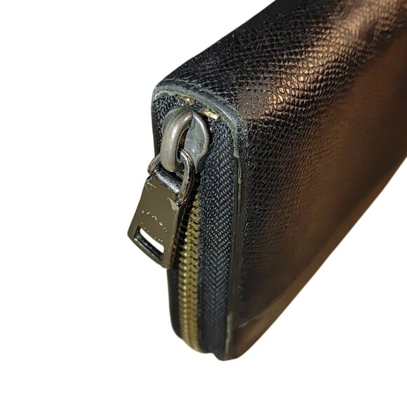 Coach Black Leather Zip Around Wallet Card Holder Pocket Gold Hardware Organizer - Picture 8 of 11